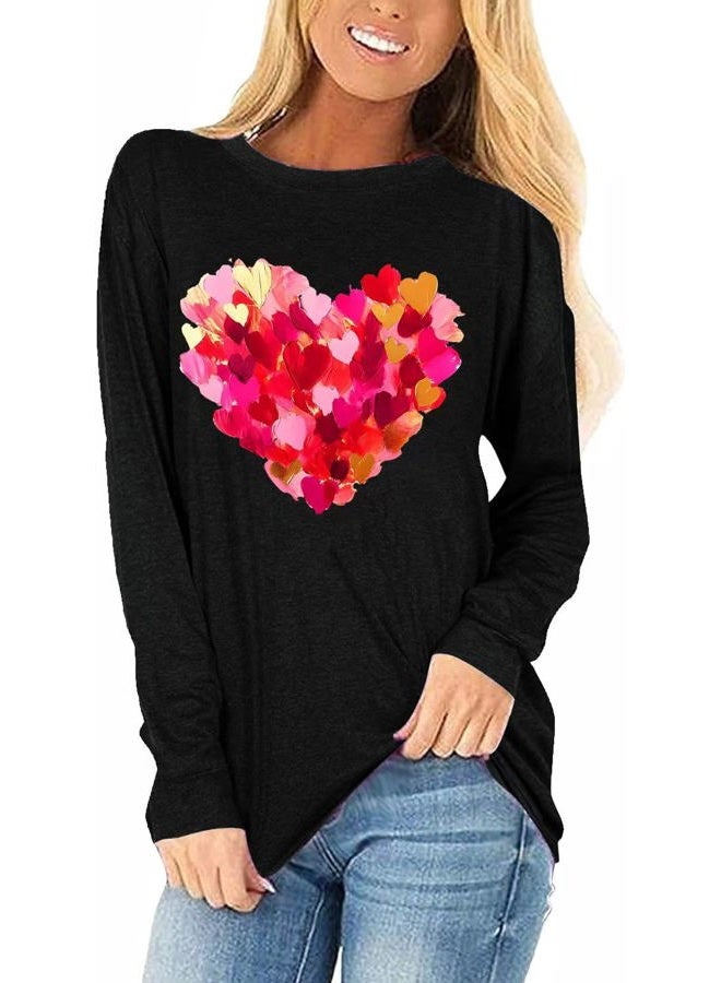 Womens Love Heart Raglans T-Shirts Casual Long Sleeve Valentine's Wife Day Graphic Tees Tops, 2025-a9, XL