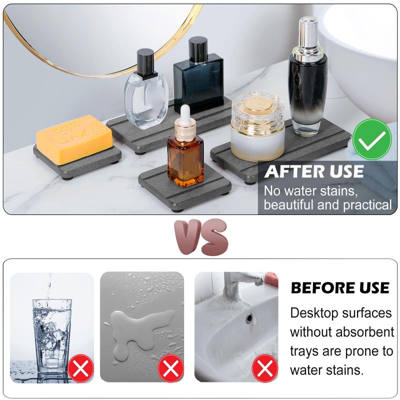Lyxel 4Pcs Stone Drying Trays For Bathroom Sink  Water Absorbing Stone Tray  Water Absorbent Diatomaceous Earth Tray And Coaster  Diatomite Soap Dish  Drying Stone Soap Tray For Kitchen Counter - Image 2