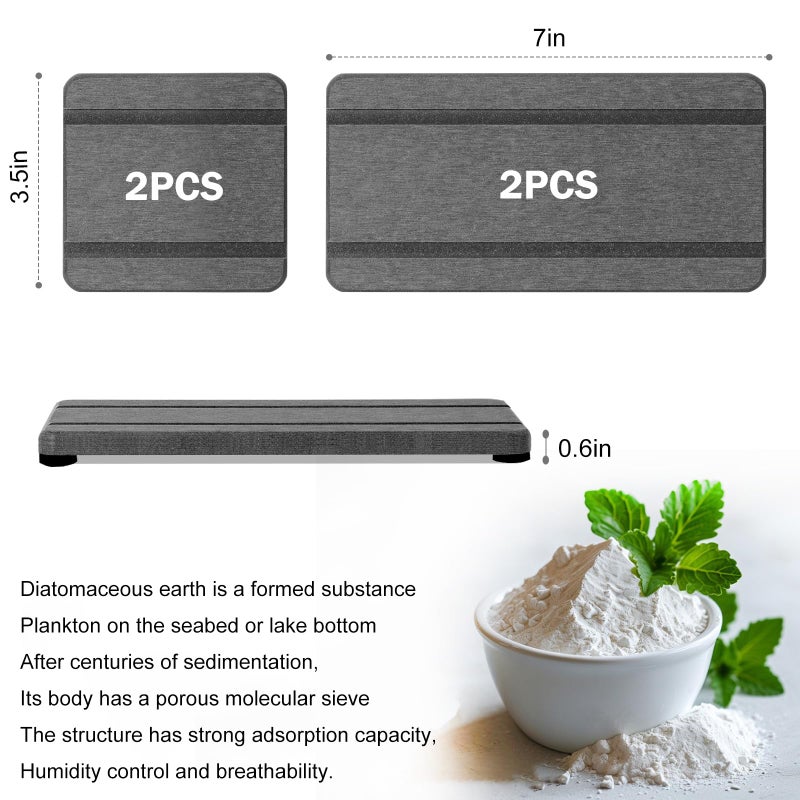 Lyxel 4Pcs Stone Drying Trays For Bathroom Sink  Water Absorbing Stone Tray  Water Absorbent Diatomaceous Earth Tray And Coaster  Diatomite Soap Dish  Drying Stone Soap Tray For Kitchen Counter - Image 3