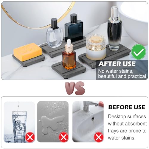 Lyxel 4Pcs Stone Drying Trays For Bathroom Sink  Water Absorbing Stone Tray  Water Absorbent Diatomaceous Earth Tray And Coaster  Diatomite Soap Dish  Drying Stone Soap Tray For Kitchen Counter - Image 5