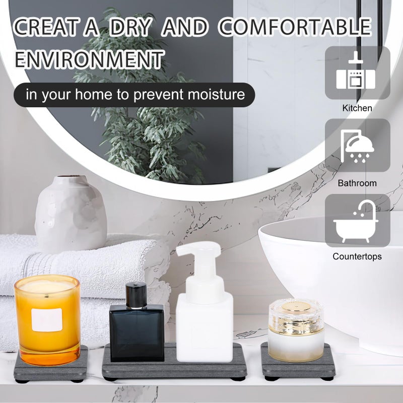 Lyxel 4Pcs Stone Drying Trays For Bathroom Sink  Water Absorbing Stone Tray  Water Absorbent Diatomaceous Earth Tray And Coaster  Diatomite Soap Dish  Drying Stone Soap Tray For Kitchen Counter - Image 4