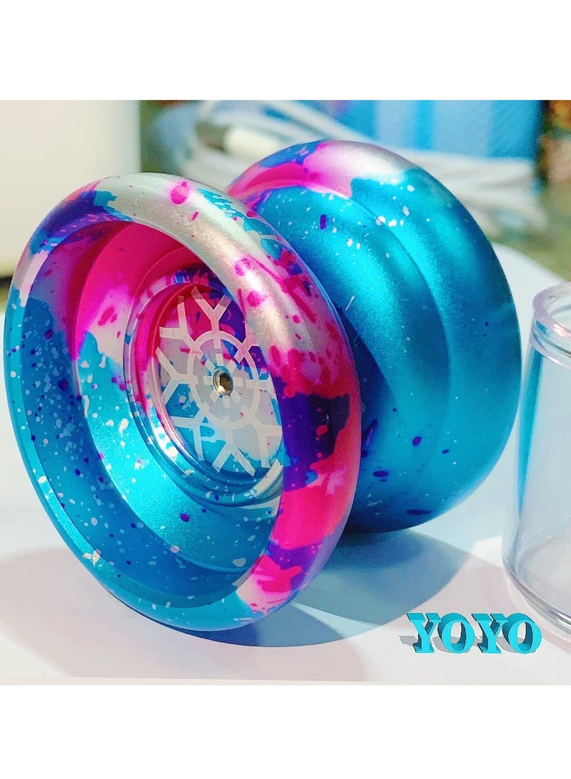 كابتن تيك Professional Unresponsive Yoyo Aluminum Beginner Colorful Yo-Yos Ball, for Advanced Yoyos Players Kids with 10 Yo-Yo Strings Yo-Yo Bag, Glove - Image 3