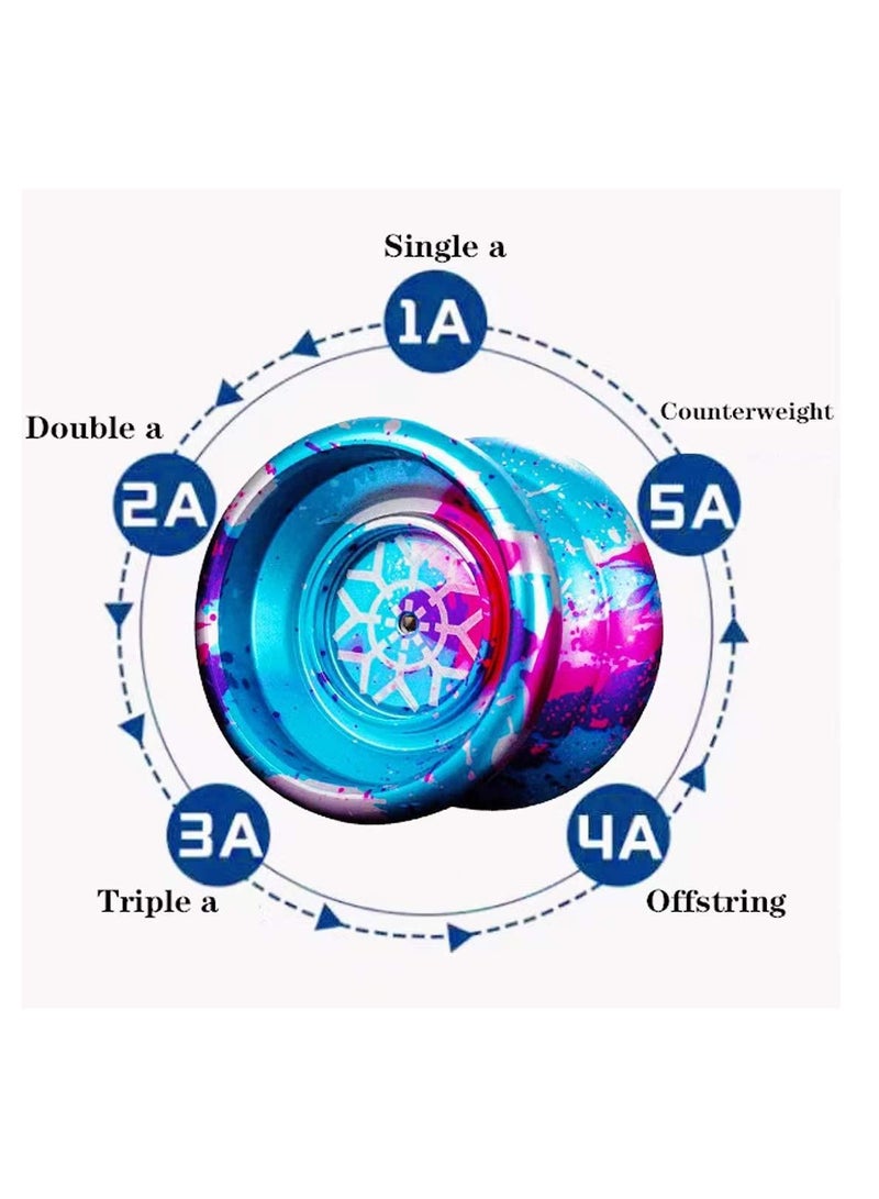 كابتن تيك Professional Unresponsive Yoyo Aluminum Beginner Colorful Yo-Yos Ball, for Advanced Yoyos Players Kids with 10 Yo-Yo Strings Yo-Yo Bag, Glove - Image 4