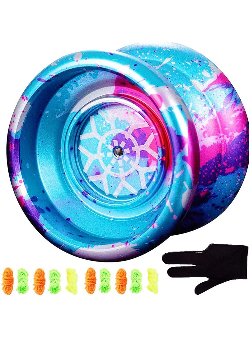كابتن تيك Professional Unresponsive Yoyo Aluminum Beginner Colorful Yo-Yos Ball, for Advanced Yoyos Players Kids with 10 Yo-Yo Strings Yo-Yo Bag, Glove - Image 1