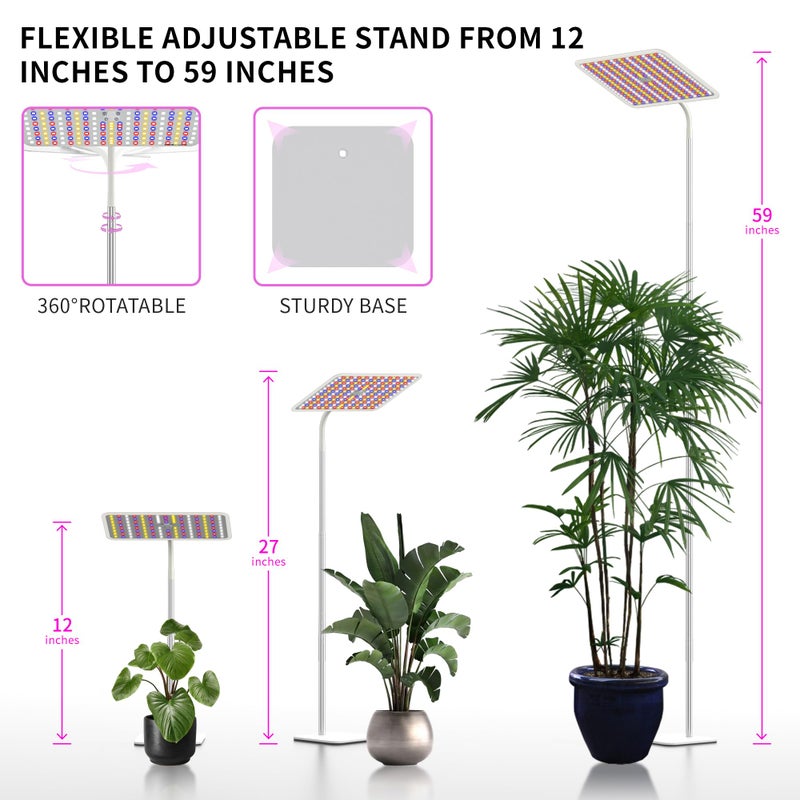 BESTVA 18W Grow Lights for Indoor Plants with Stand, Full Spectrum LED Plant Light for Indoor Plants,12-59 Inches Height Adjustable Growing Lamp with Auto On/Off Timer 4H/8H/12H, 4 Dimmable Brightnes - Image 4