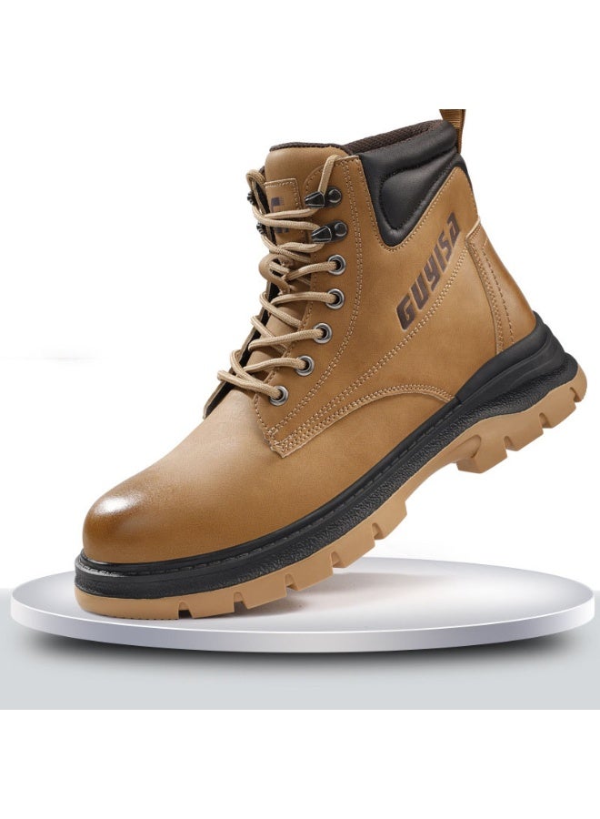 GUYISA Men's Safety Shoes Steel Toe Boots Work Shoes Waterproof Anti slip High-cut - Image 1