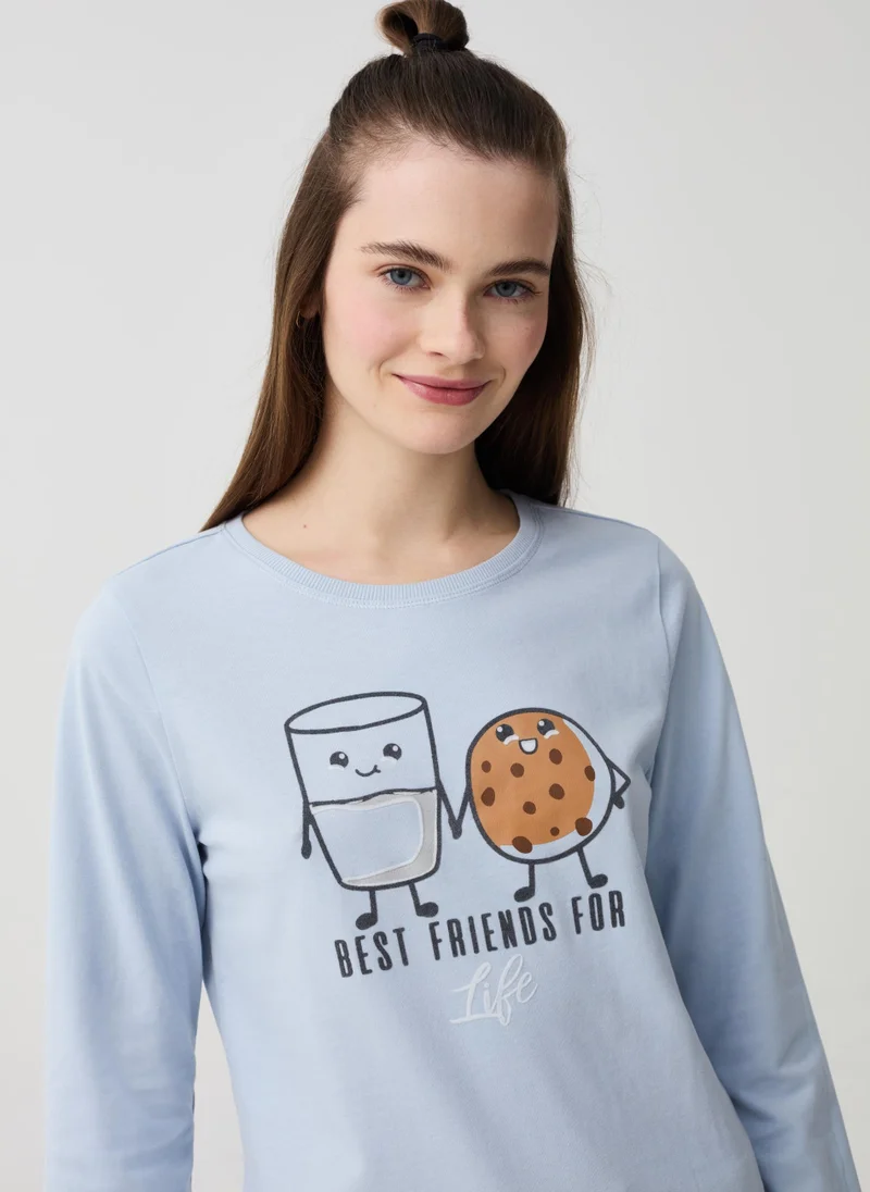 Ovs Pyjamas with glass of milk and biscuit print
