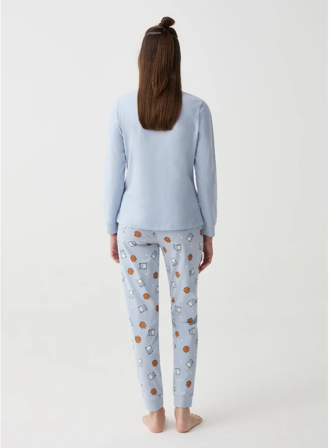 Ovs Pyjamas with glass of milk and biscuit print
