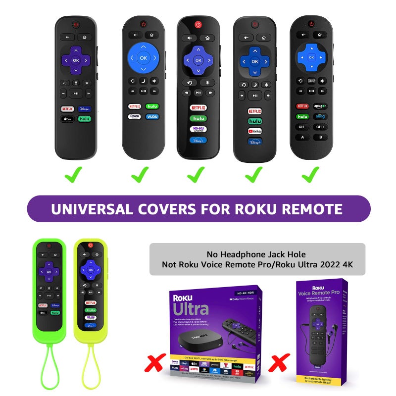 Climberer [3Pack] Climberer Remote Case Cover Compatible with Roku TCL/Hisense roku TV |Sharp Roku TV | Roku Express 4K+ï¼ŒGlow in The Dark Makes it Easy to find (Green Yellow Pink) - Image 2