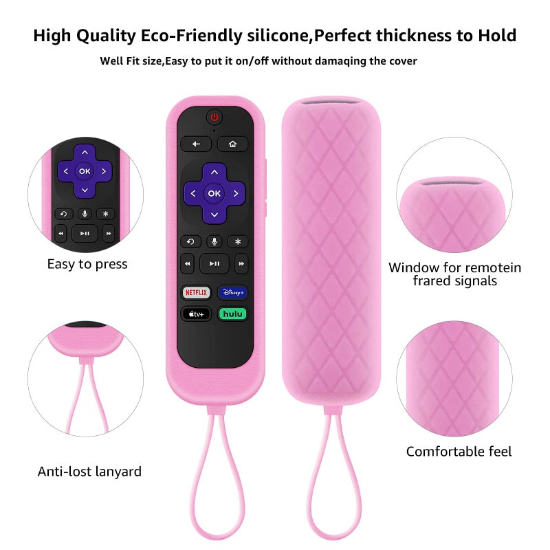 Climberer [3Pack] Climberer Remote Case Cover Compatible with Roku TCL/Hisense roku TV |Sharp Roku TV | Roku Express 4K+ï¼ŒGlow in The Dark Makes it Easy to find (Green Yellow Pink) - Image 4