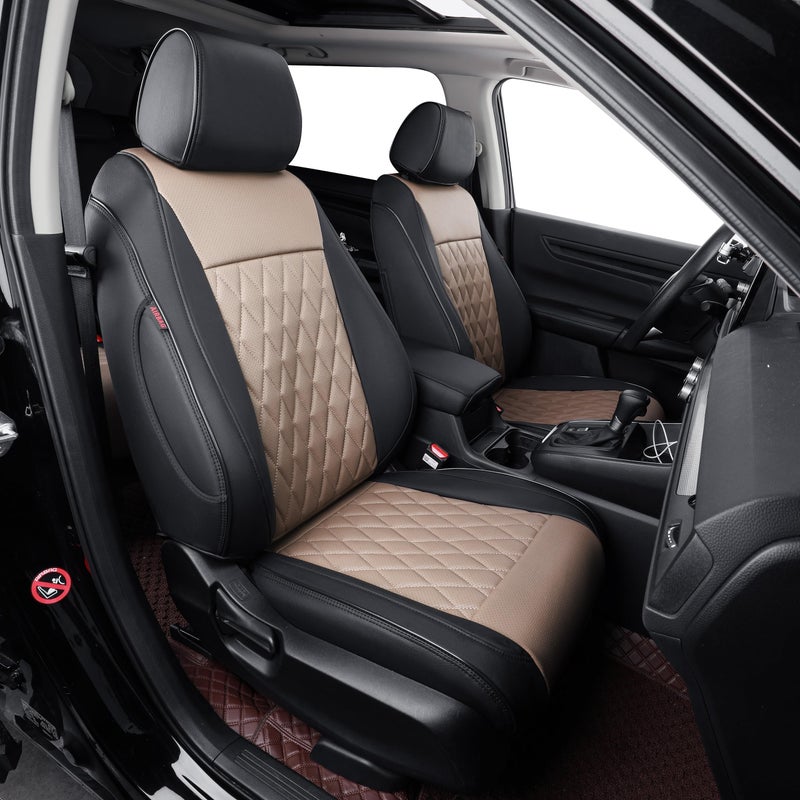 EKR Civic Seat Covers Custom Fit for Honda Civic Hatchback 2018 2019 2020 2021 EXEXLSportSport TouringWaterproof Leather Car Seat Cover Full SetFaux LeatherBlackSand Beige