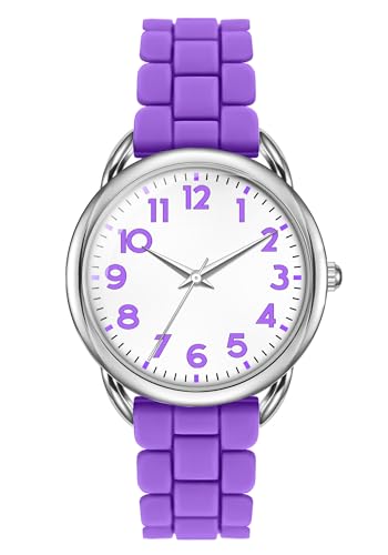 Bisley Women Watch Purple Silicone Strap White Dial Easy to Read Watch - Image 1
