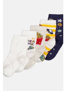 RBX Kids Girl 5 Pair Graphic Socks, Navy  - Image 2