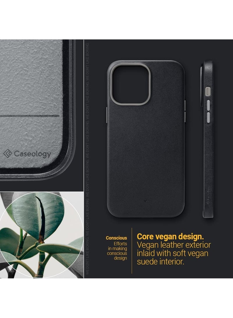 Caseology Nano Pop Mag LE iPhone 14 Pro MAX MagSafe Case Cover Vegan Leather - Black Sesame - Image 3