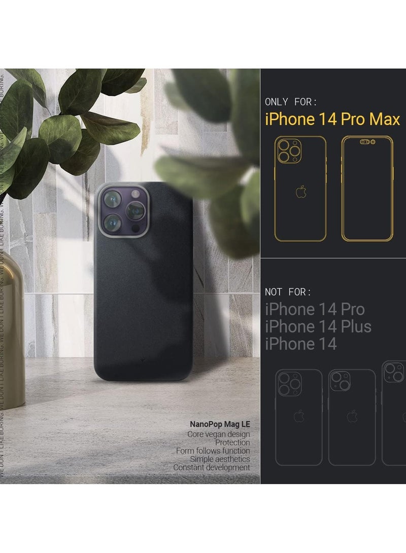 Caseology Nano Pop Mag LE iPhone 14 Pro MAX MagSafe Case Cover Vegan Leather - Black Sesame - Image 2