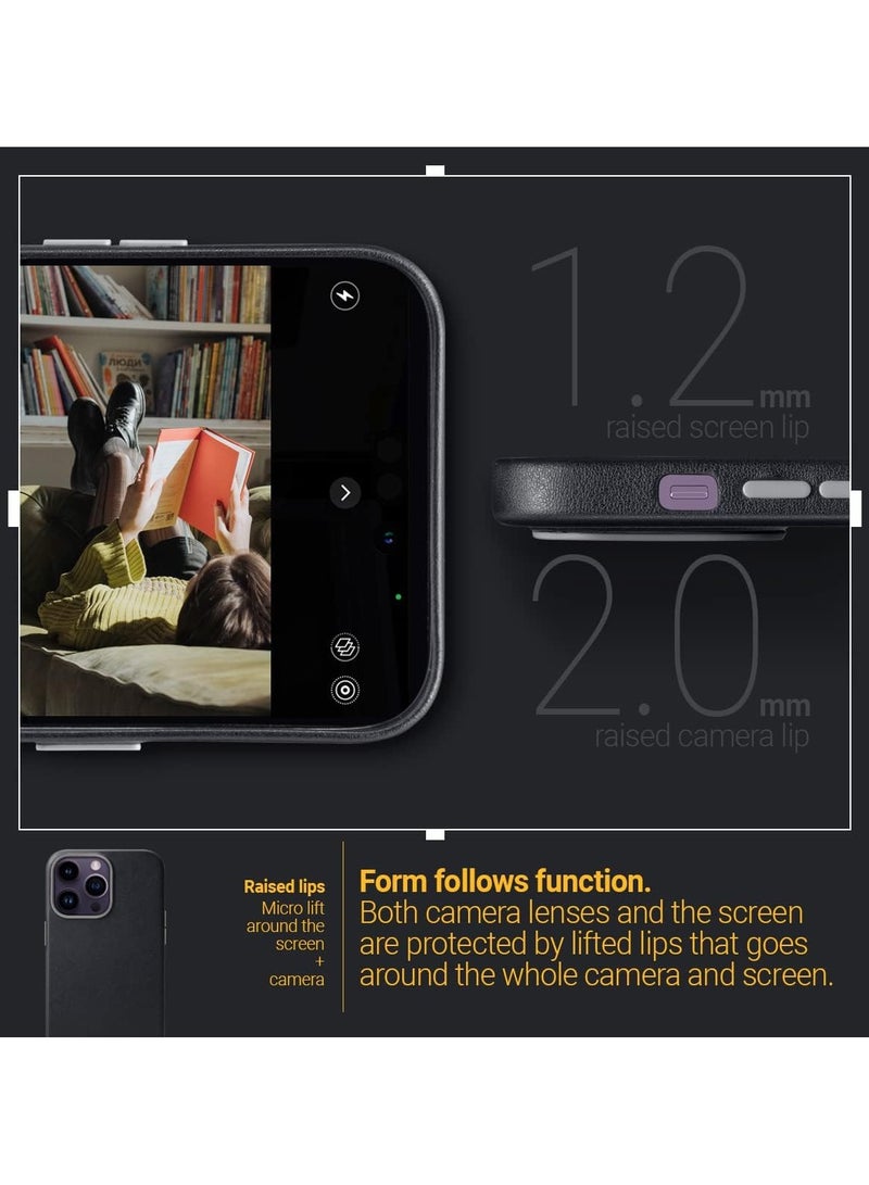 Caseology Nano Pop Mag LE iPhone 14 Pro MAX MagSafe Case Cover Vegan Leather - Black Sesame - Image 5