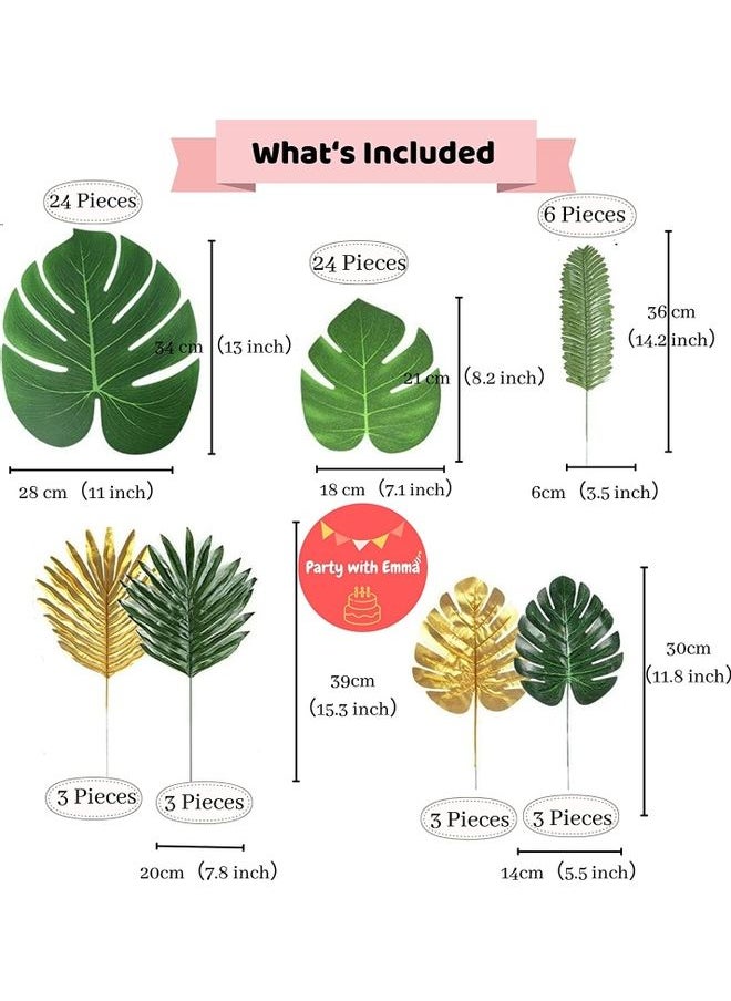Party with Emma 66-Piece Artificial  Palm And Tropical Leaves Green  - Image 2