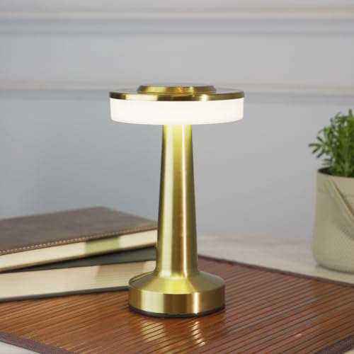 Chronos Dune Cordless LED Table Lamp (Gold) - USB Rechargeable Portable Touch Control Dimmable 3 Light Color Tunable Table Lamp for Hotel, Cafe, Restaurant or Home for Bedside, Center or Dining - Image 2
