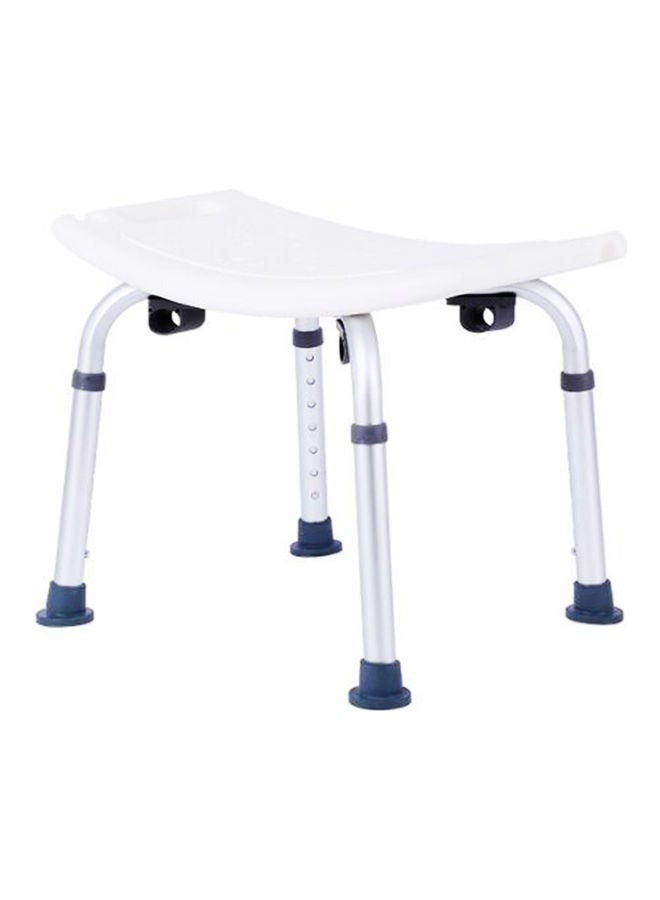 Aluminum Alloy Shower Bench with Armrest and Back White/Silver 51 x 31cm - Image 1