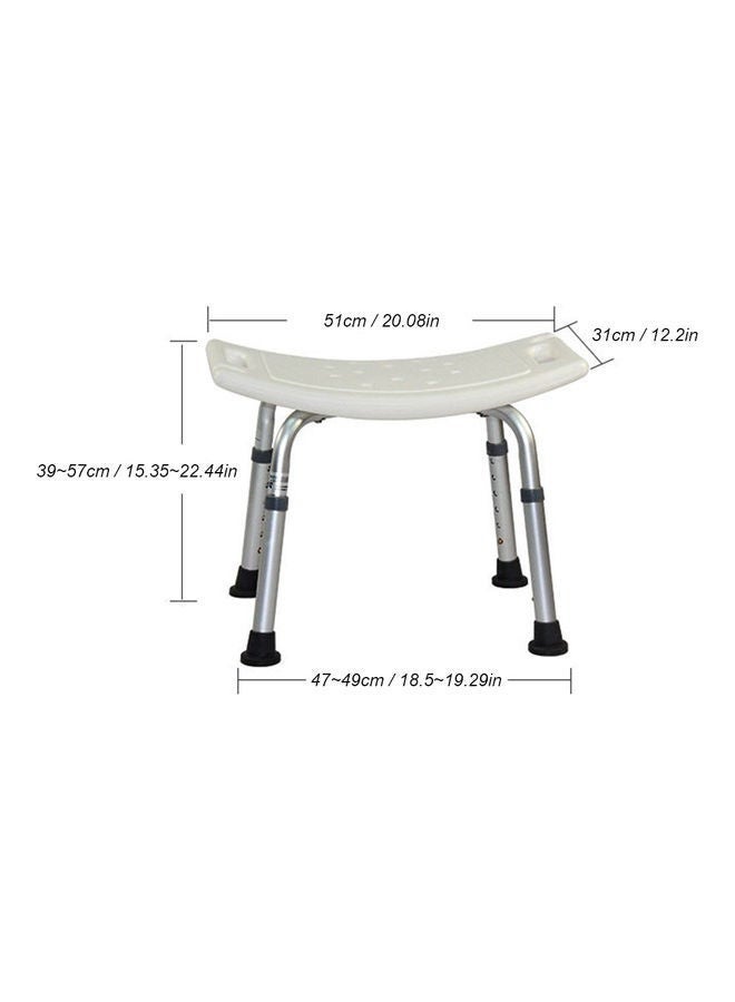 Aluminum Alloy Shower Bench with Armrest and Back White/Silver 51 x 31cm - Image 2