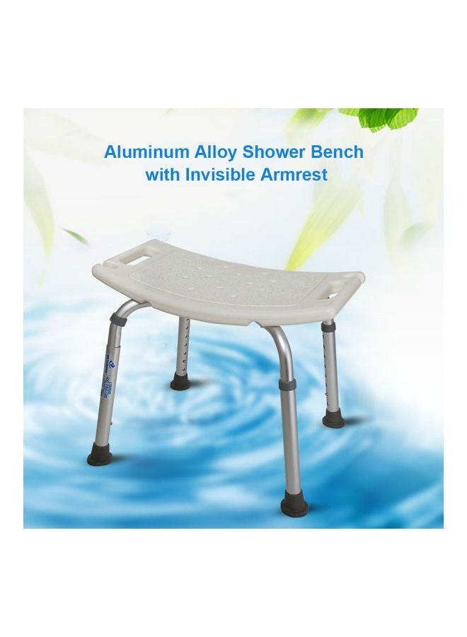 Aluminum Alloy Shower Bench with Armrest and Back White/Silver 51 x 31cm - Image 4