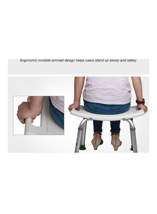 Aluminum Alloy Shower Bench with Armrest and Back White/Silver 51 x 31cm - Image 3