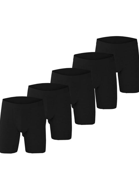 Men's 5-Pack Boxer Briefs - Mid-Rise, Anti-Chafing Stretch Cotton, Breathable Athletic Underwear in Assorted Colors (Black/Gray/Light Grey) - Available in XXL