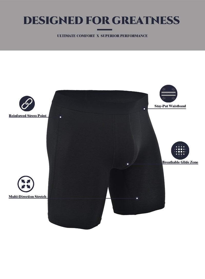 infino Men's 5-Pack Boxer Briefs - Mid-Rise, Anti-Chafing Stretch Cotton, Breathable Athletic Underwear in Assorted Colors (Black/Gray/Light Grey) - Available in XXL  - Image 2