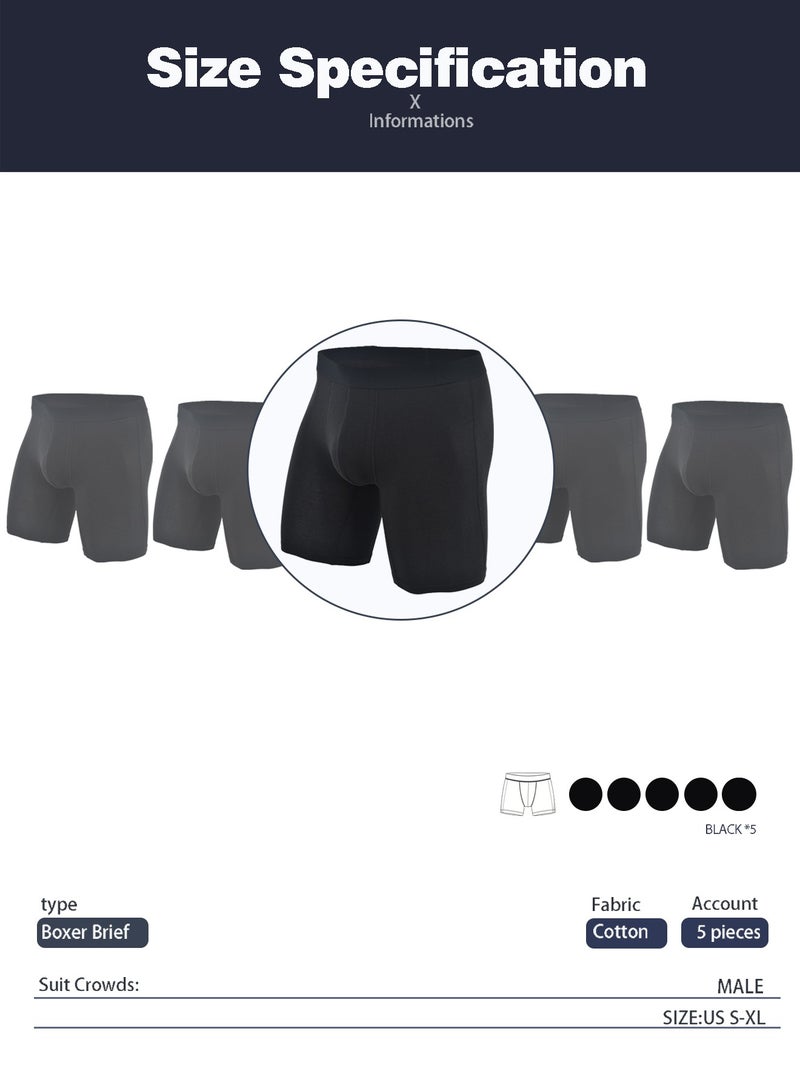 infino Men's 5-Pack Boxer Briefs - Mid-Rise, Anti-Chafing Stretch Cotton, Breathable Athletic Underwear in Assorted Colors (Black/Gray/Light Grey) - Available in XXL  - Image 5