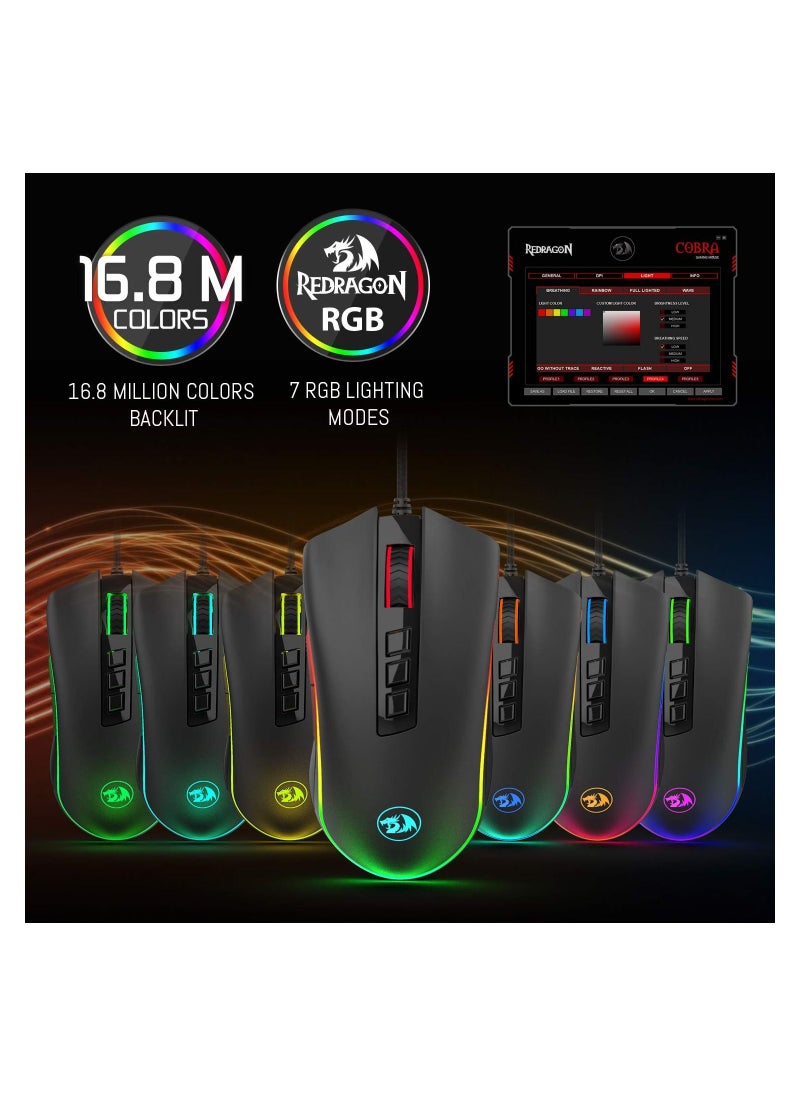 REDRAGON - M711 COBRA Gaming Mouse with 16.8 Million RGB Color Backlit - Image 1