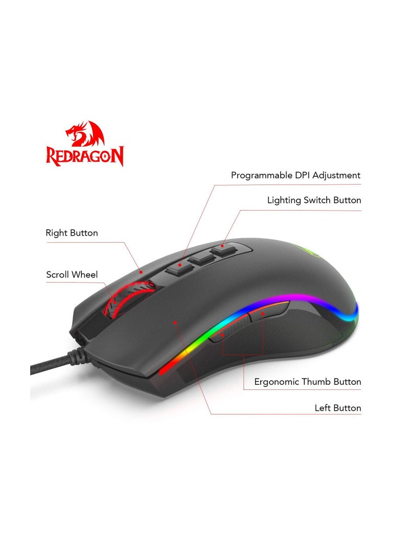 REDRAGON - M711 COBRA Gaming Mouse with 16.8 Million RGB Color Backlit - Image 1