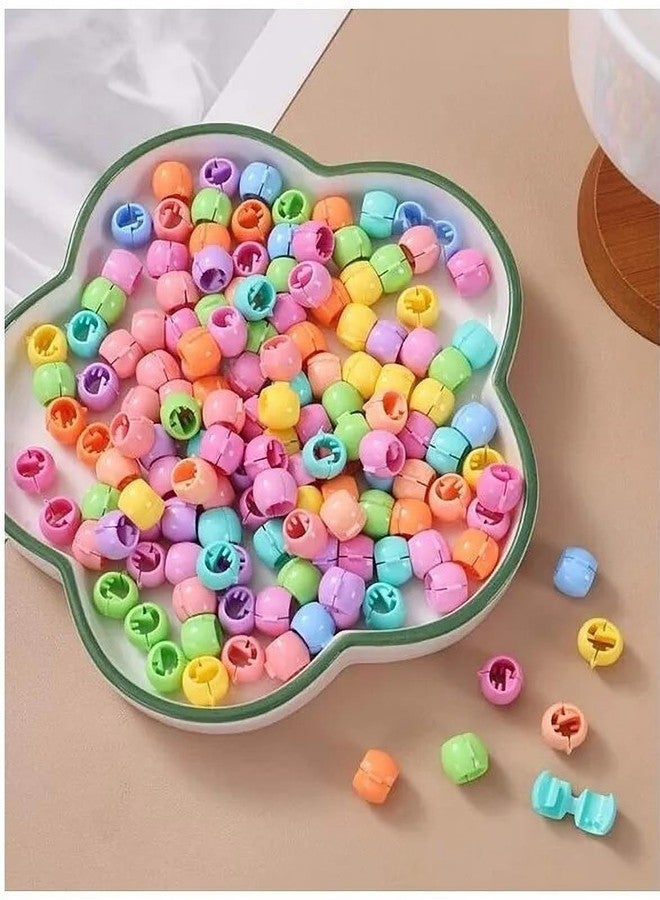 EvoNest Hair Beads Set for Kids, Girls, Colourful Snap Clips, Rainbow Hair Accessories, Tiny Plastic Hair Claws Clip for Braids Maker Beads Head wear Accessories for 2Y+ Kids - 100 Pieces (Multicolour) - Image 4