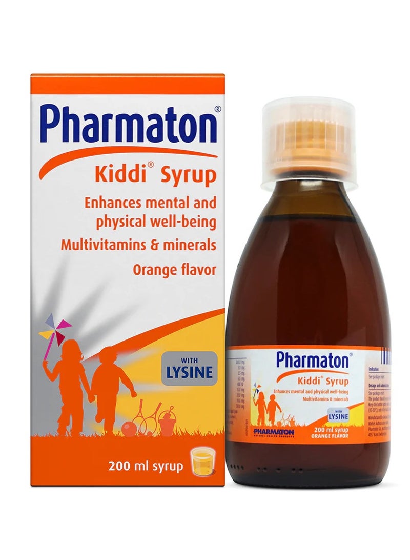 Pharmaton Kiddi Syrup – 200ml – Multivitamin Supplement for Kids – Supports Growth, Immunity & Brain Development