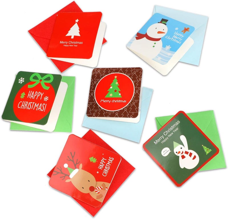 Konsait بطاقات عيد الميلاد الصغيرة من كونسايت 144 قطعة - عيد ميلاد سعيد - بطاقات تهنئة متنوعة - بطاقات ملاحظة فارغة مع أظرف - مثالية للأطفال - صندوق هدايا - لوازم حفلات عيد الميلاد الشتوية - Image 5