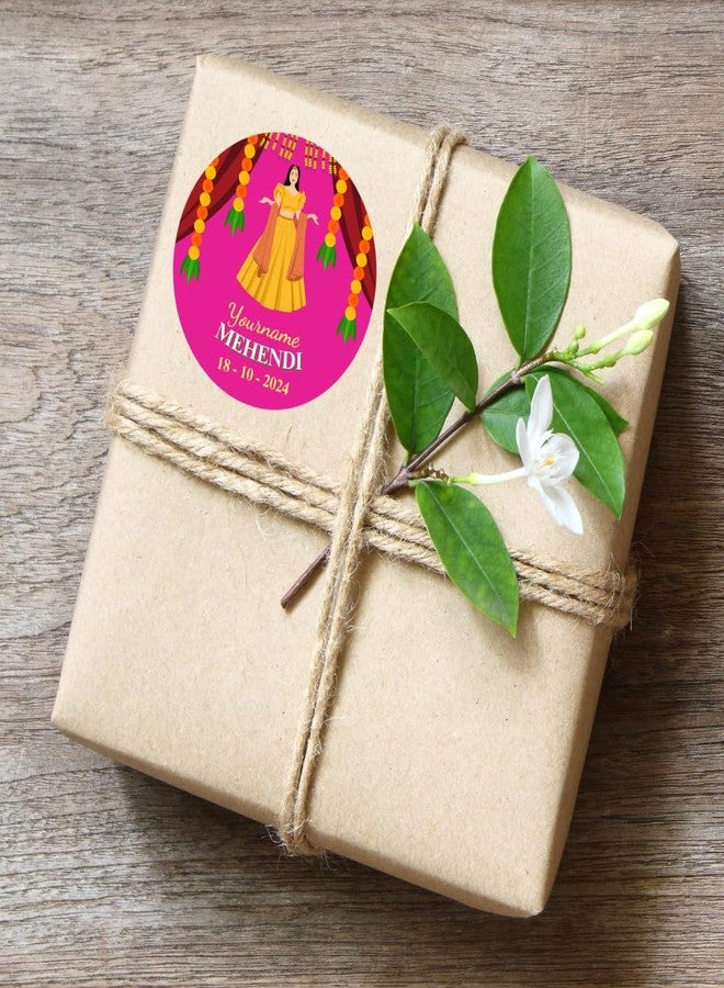 Yellow Nuts ملصقات حناء شخصية من يلو ناتس، 60 قطعة، ملصقات للعروس، وحفلات الزفاف، وبطاقات تعريفية، وهدايا للمناسبات والاحتفالات. - Image 3