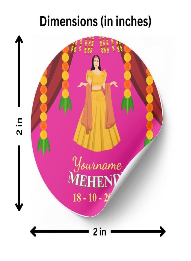 Yellow Nuts ملصقات حناء شخصية من يلو ناتس، 60 قطعة، ملصقات للعروس، وحفلات الزفاف، وبطاقات تعريفية، وهدايا للمناسبات والاحتفالات. - Image 2