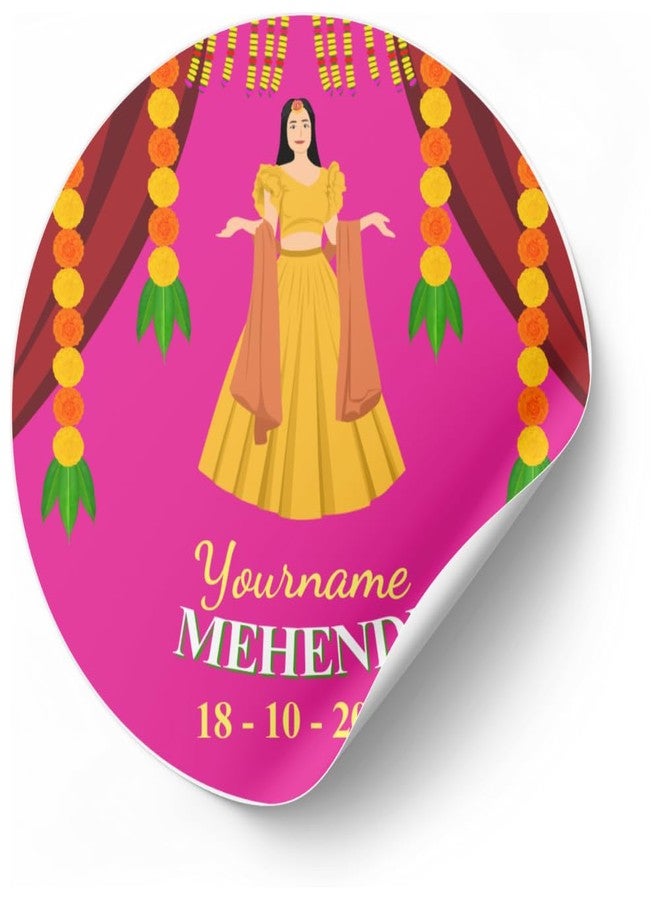 Yellow Nuts ملصقات حناء شخصية من يلو ناتس، 60 قطعة، ملصقات للعروس، وحفلات الزفاف، وبطاقات تعريفية، وهدايا للمناسبات والاحتفالات. - Image 1