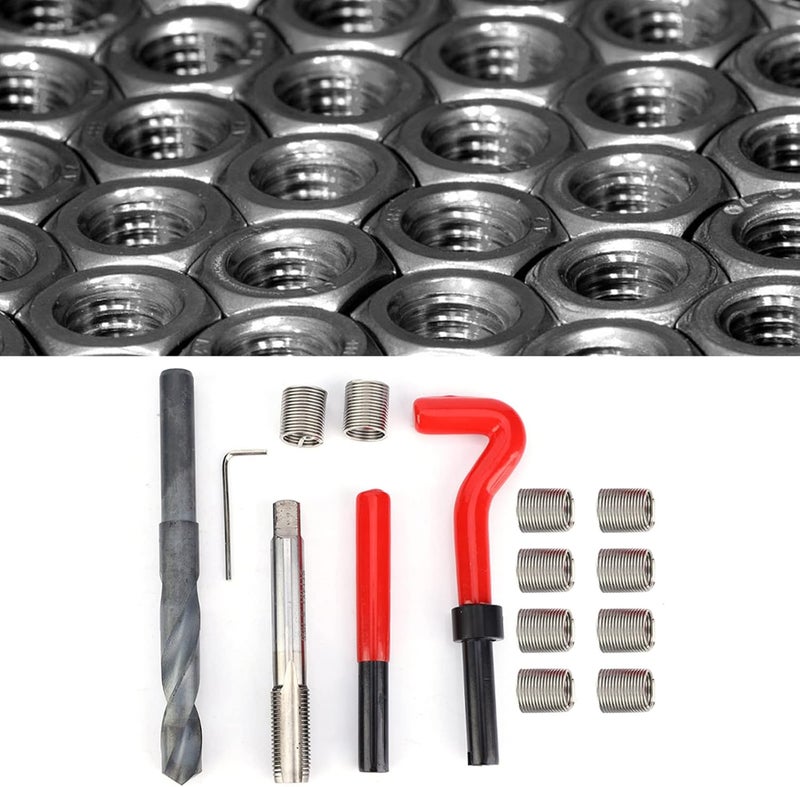 15 Piece Portable Thread Chaser Set, M14x1 5 Thread Repair Kit, Stainless Steel Female Thread Inserts Assortment, Thread Metric Inserts Repair Kits, Compatible Hand Tool Set for Auto Repairing - Image 3