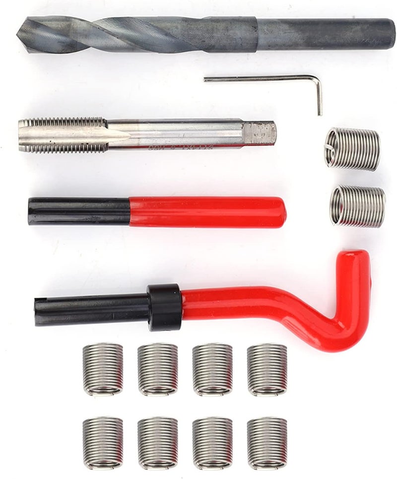 15 Piece Portable Thread Chaser Set, M14x1 5 Thread Repair Kit, Stainless Steel Female Thread Inserts Assortment, Thread Metric Inserts Repair Kits, Compatible Hand Tool Set for Auto Repairing - Image 4