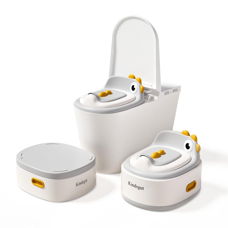 Kindsgut Toddler Potty Toilet for Baby 3-in-1 Training Seat, Potty Chair for kids Portable Removable Seat with Sturdy Step Stool, Splash Guard & Comfortable Backrest, Bowl Easy to Clean - Image 1