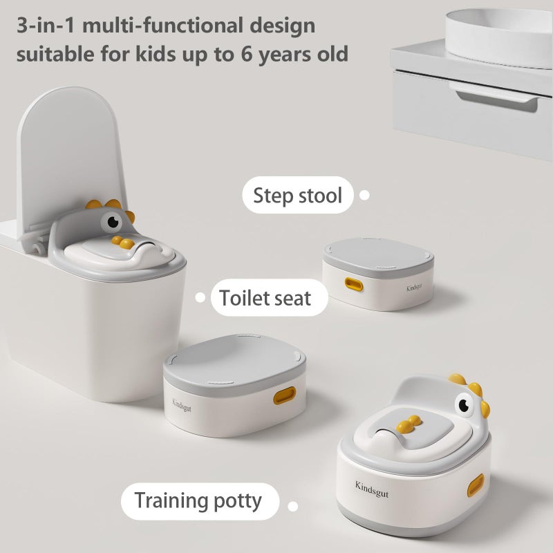 Kindsgut Toddler Potty Toilet for Baby 3-in-1 Training Seat, Potty Chair for kids Portable Removable Seat with Sturdy Step Stool, Splash Guard & Comfortable Backrest, Bowl Easy to Clean - Image 2
