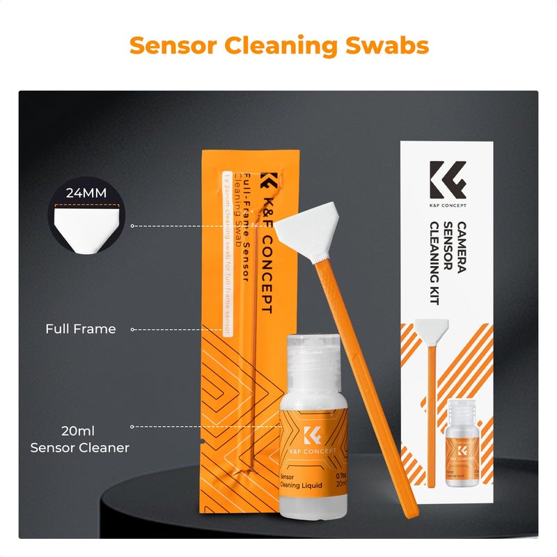 K&F CONCEPT 24mm Full Frame Sensor Cleaning Swab*6 + 20ml Sensor Cleaner, DSLR SLR Digital Camera CMOS and CCD Sensor Cleaning Swab Kits for Nikon Sony Canon Camera Clean - Image 2