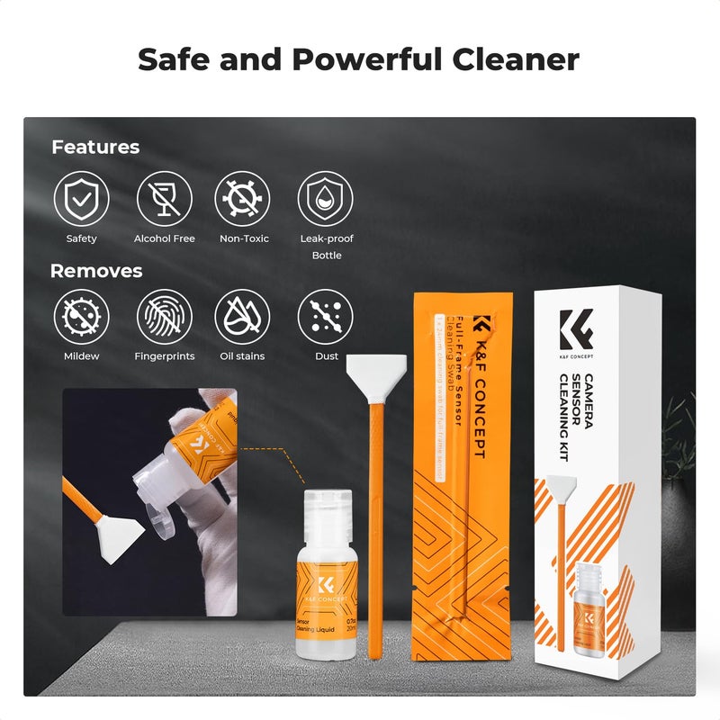 K&F CONCEPT 24mm Full Frame Sensor Cleaning Swab*6 + 20ml Sensor Cleaner, DSLR SLR Digital Camera CMOS and CCD Sensor Cleaning Swab Kits for Nikon Sony Canon Camera Clean - Image 4