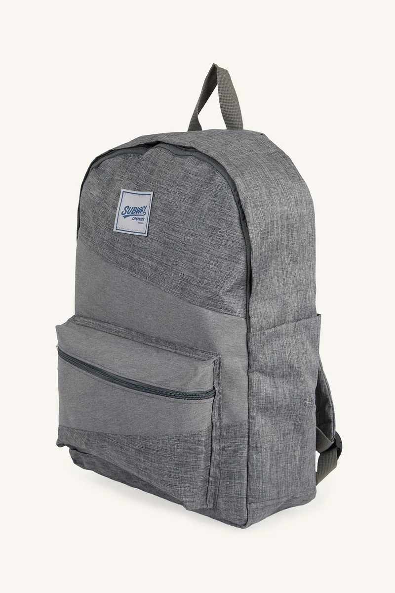 Defacto Man Patchwork Grey Zip-Up Backpack