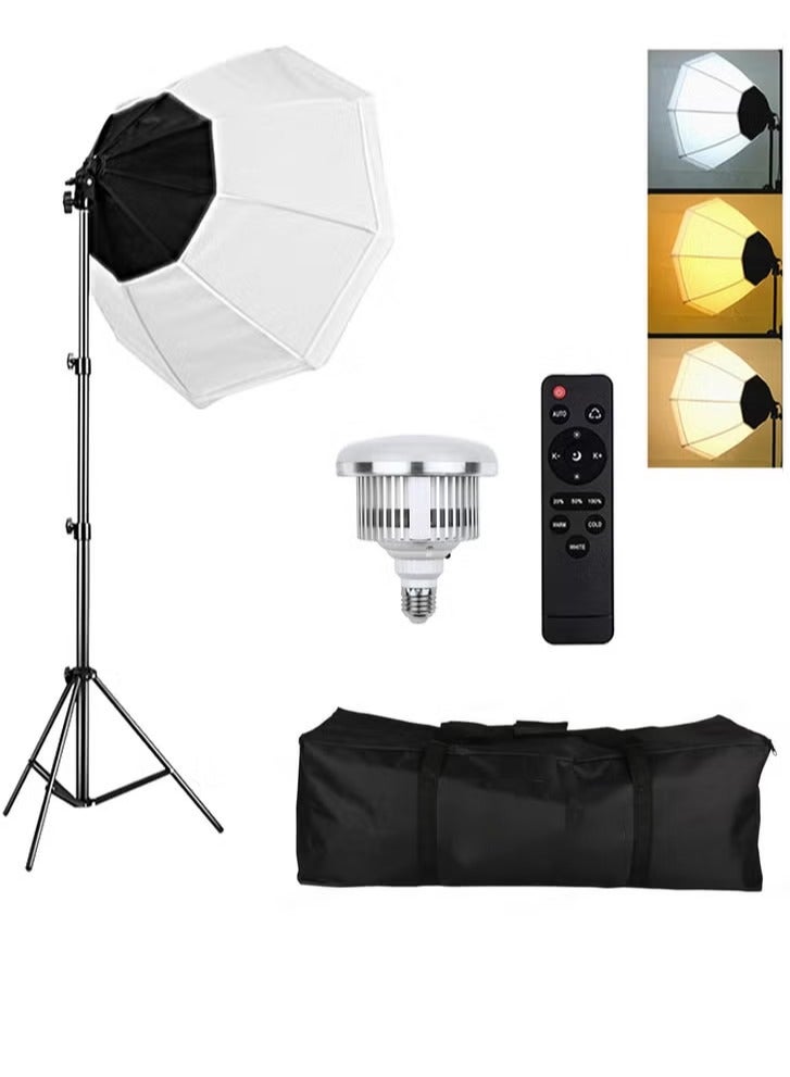 Arabest Photography Softbox Lighting Kit with 380W 3 Colors Remote LED Bulbs,Soft Boxes and Carry Bag for Video Recording, Portraits Shooting - Image 1