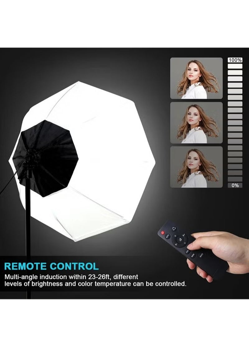 Arabest Photography Softbox Lighting Kit with 380W 3 Colors Remote LED Bulbs,Soft Boxes and Carry Bag for Video Recording, Portraits Shooting - Image 2