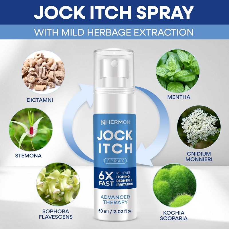Hermon Jock Itch Antifungal Cream  Spray Set Ringworm Treatment for Humans Psoriasis Treatment Psoriasis Scalp Treatment Ringworm Cream for Humans Foot  Body Balm Provides Soothing Relief - Image 5