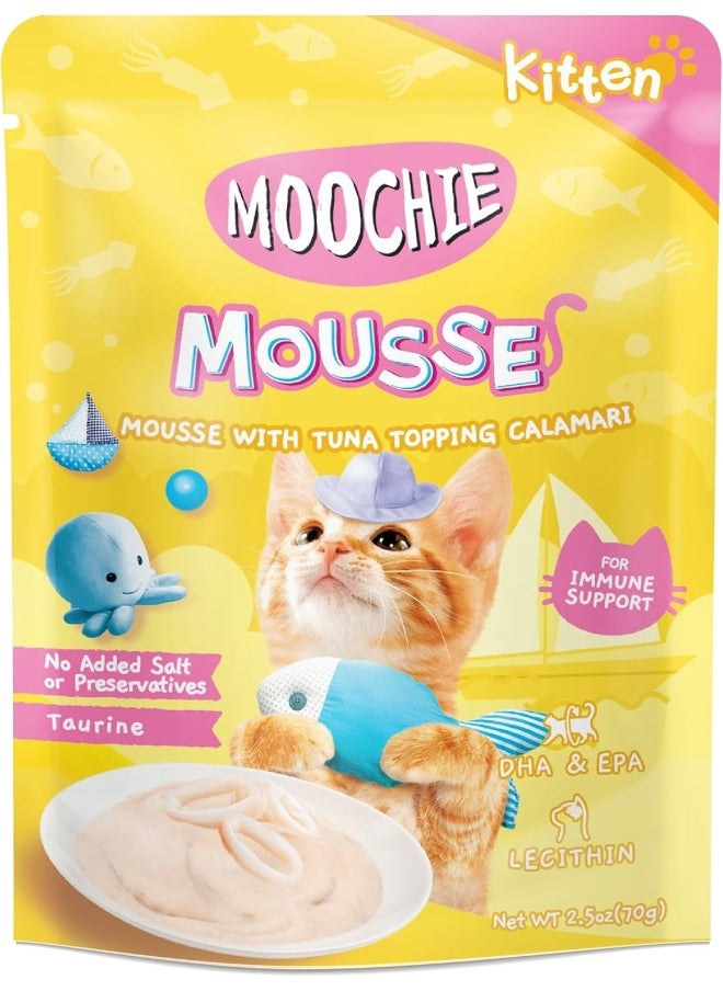 MOOCHIE Kitten Tuna With Topping Calamari 70G Pouch X 12  - Image 1