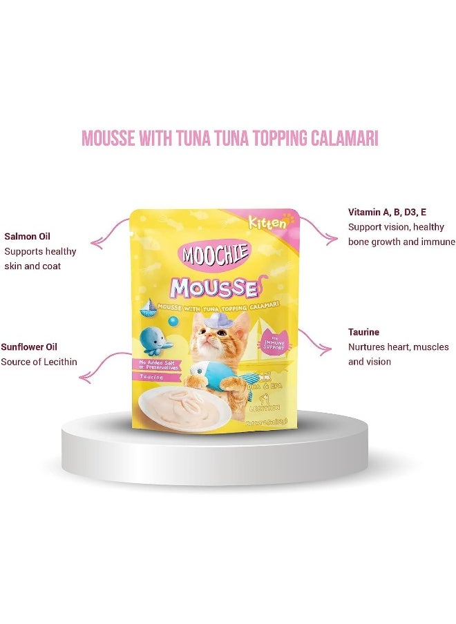 MOOCHIE Kitten Tuna With Topping Calamari 70G Pouch X 12  - Image 2