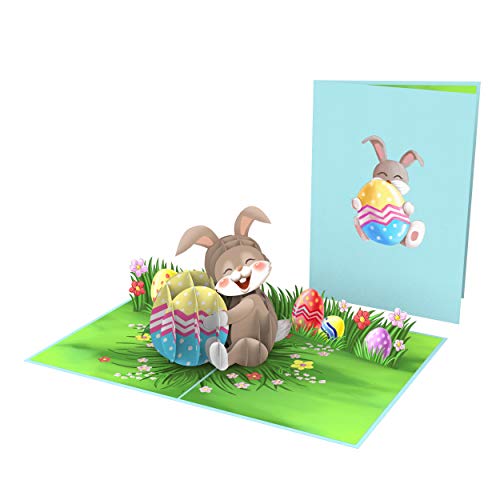 Liif Easter Bunny with Eggs 3D Greeting Pop Up Easter Card for Kids, Son, Daughter, Boy, Girl, Religious | with Message Note & Envelope | Size 7 x 5 inch - Image 3